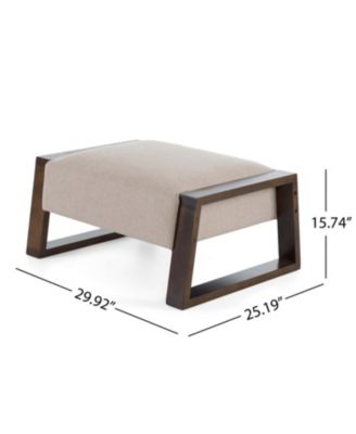 Vintage-Inspired Beige Ottoman with Wooden Legs, Stylish Footrest for Living Room, Bedroom, and Small Spaces