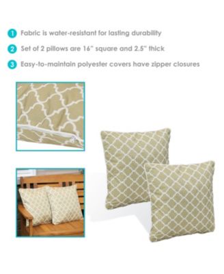 Indoor/Outdoor Square Accent Decorative Throw Pillows for Patio or Living Room Furniture - 16" - 2pc