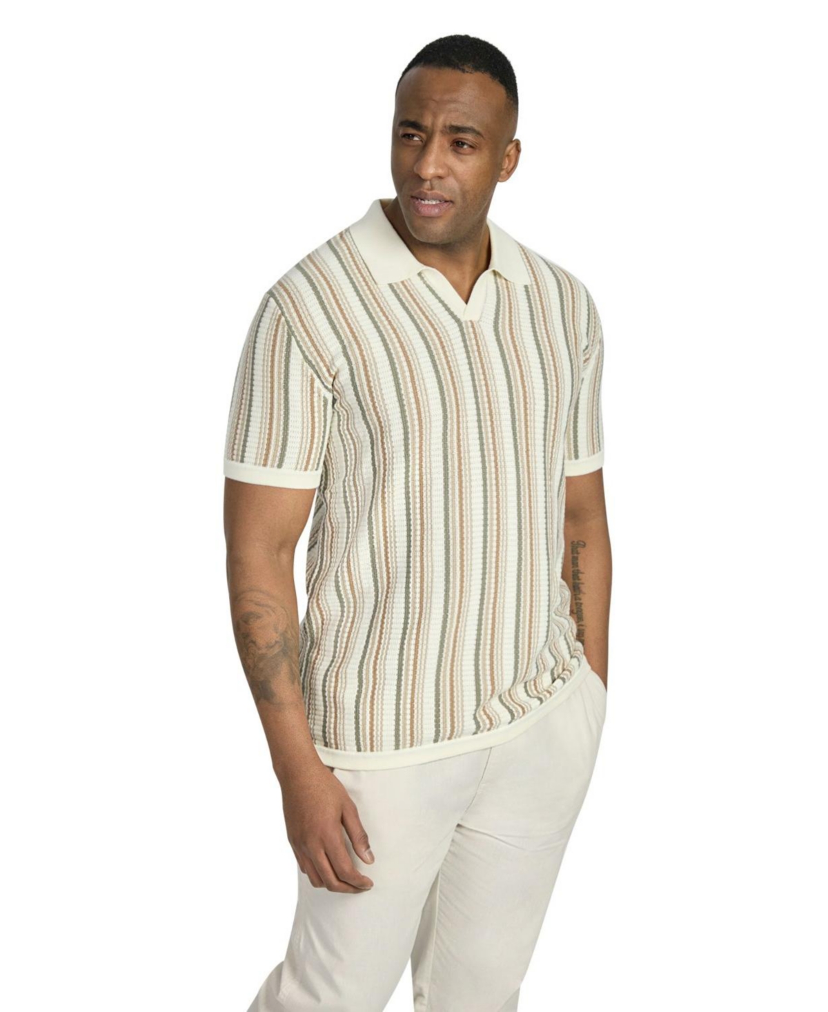 Men's Brighton Stripe Knit Polo - Natural