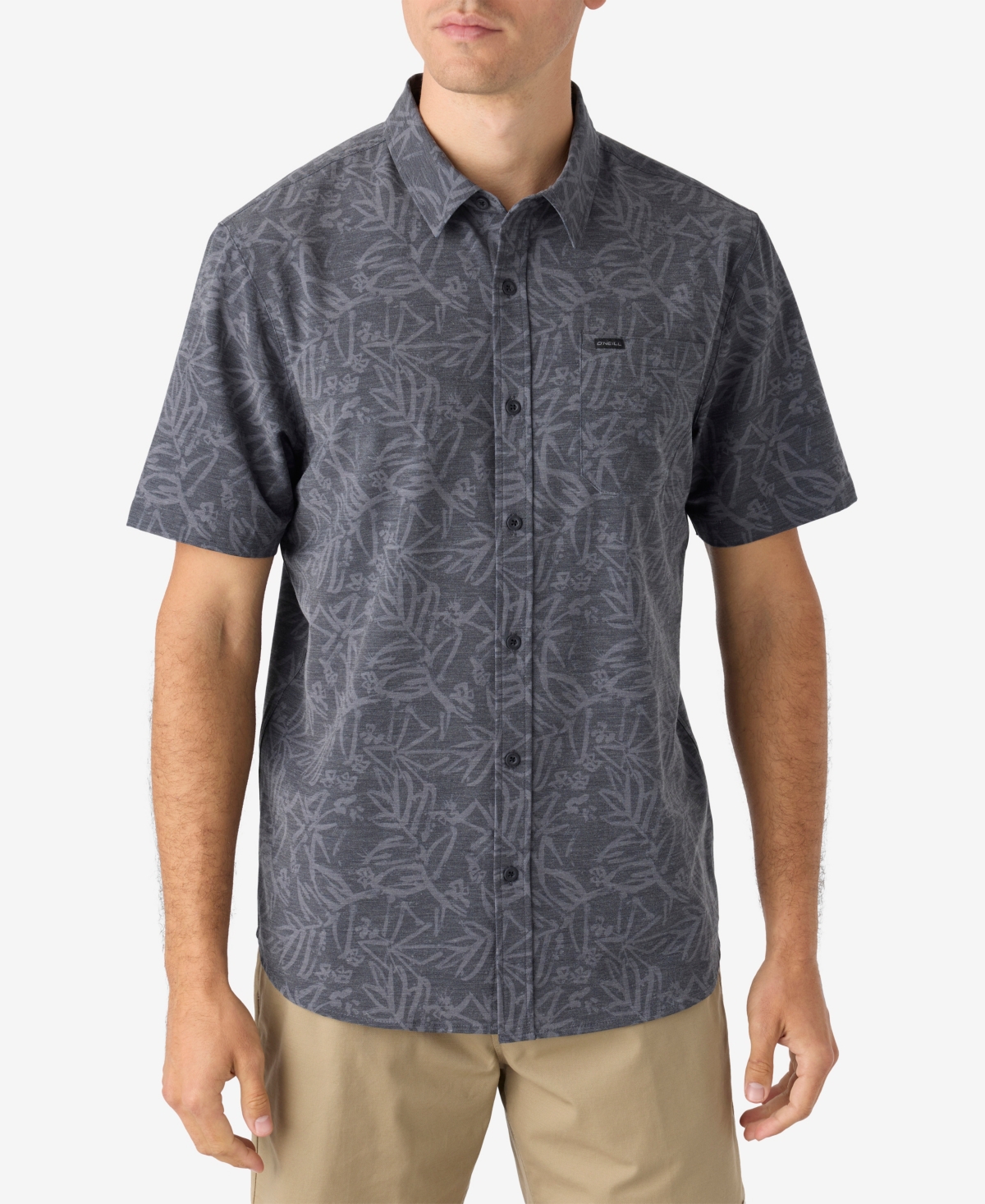 O'neill Men's Trvlr Short Sleeve Printed Button-front Performance Shirt In Graphite
