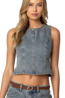 Womens Quinlan Open Back Denim Top