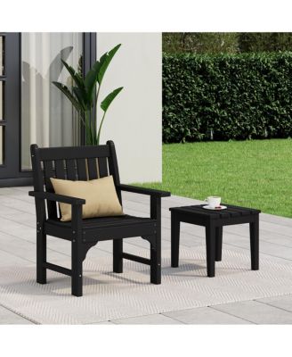 Outdoor Patio 2-Piece HDPE Adirondack Garden Chair with Square Adirondack Side Table Set