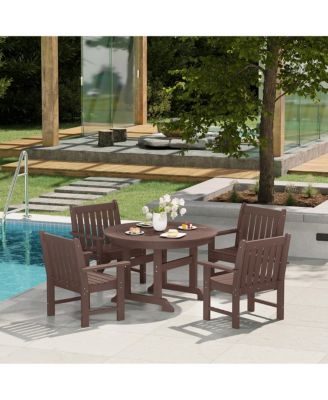 5-Piece HDPE Outdoor Patio Chair and Round Table Dining Set