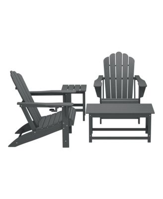4-Piece Adirondack Chairs with Cup Holders and Table Set
