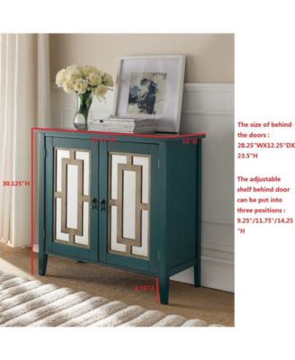 1 Pc Wood Mirrored Panel Adjustable Shelf 2-Door Accent Cabinet