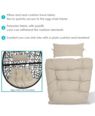 Outdoor Replacement Caroline Hanging Egg Chair Cushion and Headrest Pillow Set - 2pc