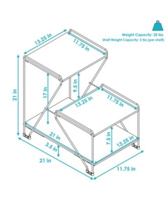3-Tiered Steel Wire Indoor Accent Table with Faux Woodgrain Tabletops - 21” H - Brown