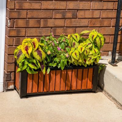 Acacia Wood Slatted Planter Box with Removable Insert - 24" W x 8.25" D x 8.75" H