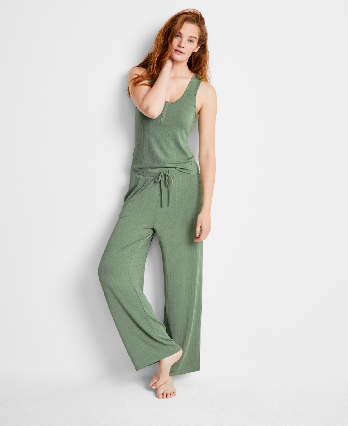 State Of Day Women's Pointelle Tank Pajama Set, Exclusively At Macy's In Glade