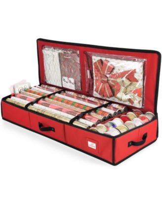 Christmas Wrapping Paper Storage Containers - Gift Wrapping Organizer Storage Fits Up to 22 Rolls of 40" - Gift Wrap Organizer with Interior Pockets, Tear Proof - Gift Wrap Storage - Silver