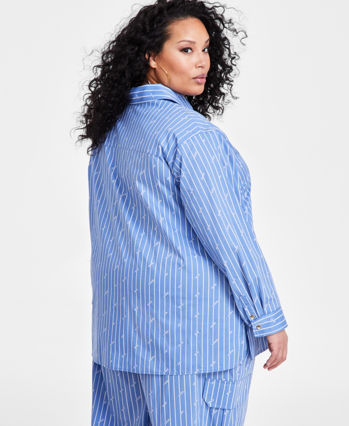 Nina Parker Affirmation Blouse Ruched Tank Top Affirmation Cargo Pants In Blue Print