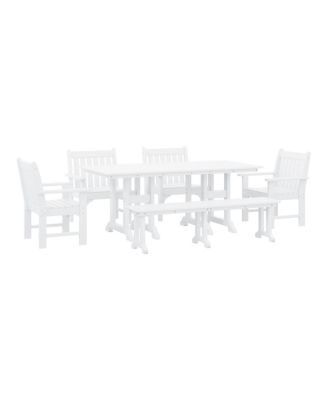 6-Piece HDPE Outdoor Rectangle Dining Patio Table and Chairs Set