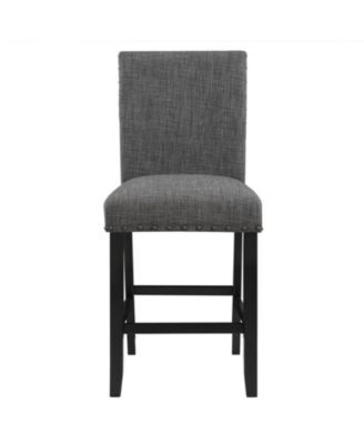 Bar Stools Set of 2, Nailhead Trim, Transitional Style with Upholstered Seat-The Pop Home