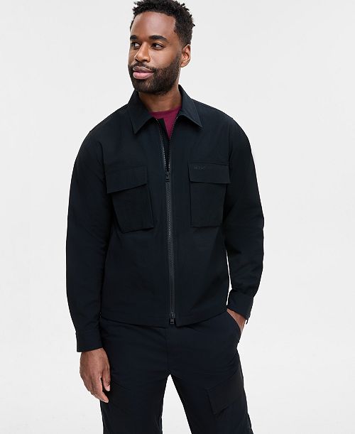 alfani HUGO by Hugo Boss Men's Eselio Black Jacket Men's Fashion & Accessories