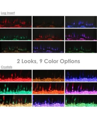 40-in Modern Flame Wall-Mounted or Recessed Indoor Electric Fireplace with LED Lights - Black Finish