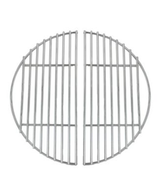 Half Moon Cooking Grate with Ceramic Deflector Plate for 15&amp;#x22; Kamado Egg Grills - 12.5&amp;#x22;