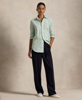 Women's Stretch Slim Fit Striped Oxford Shirt