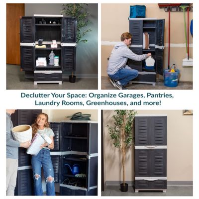 Versatile Storage Cabinet with 3 Adjustable Shelves and Lockable Doors - 57.5"