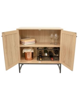 2-Door MDF Accent Cabinet with Built-In Shelf and Rattan Doors - 31.5" W x 15" D x 33" H