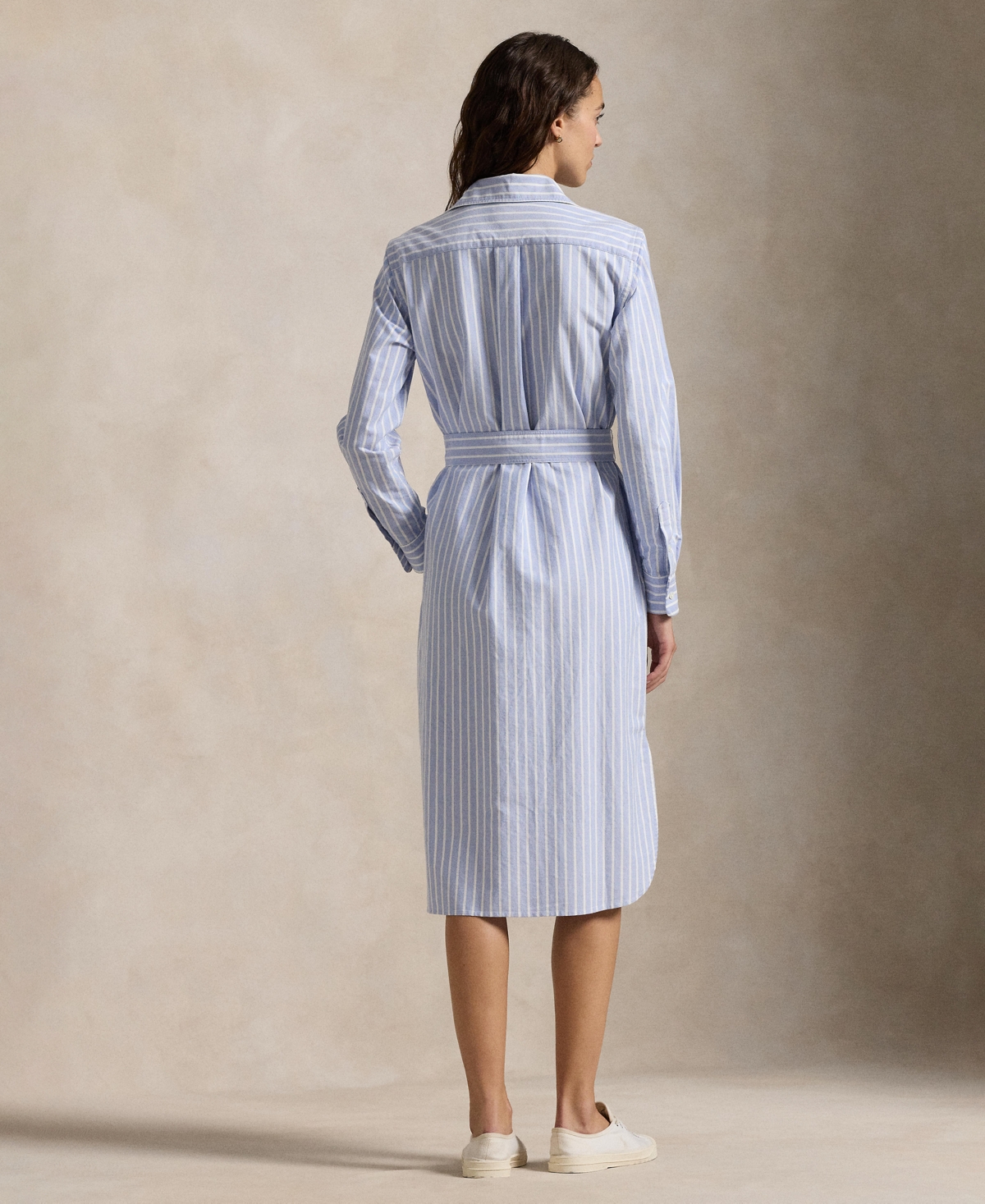 Polo Ralph Lauren Women's Striped Cotton Oxford Belted Shirtdress In Harbor Island Blue,white