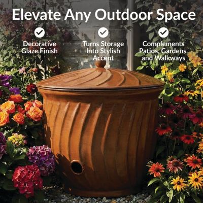 Outdoor Decorative Metal Garden Hose Holder with Lid