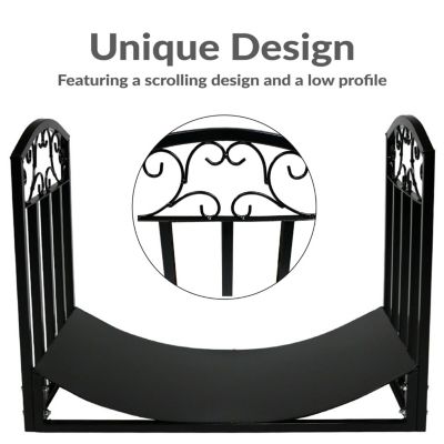 Indoor/Outdoor Heavy-Duty Powder-Coated Steel Fire Pit or Fireplace Firewood Log Rack Holder - 2' - Black