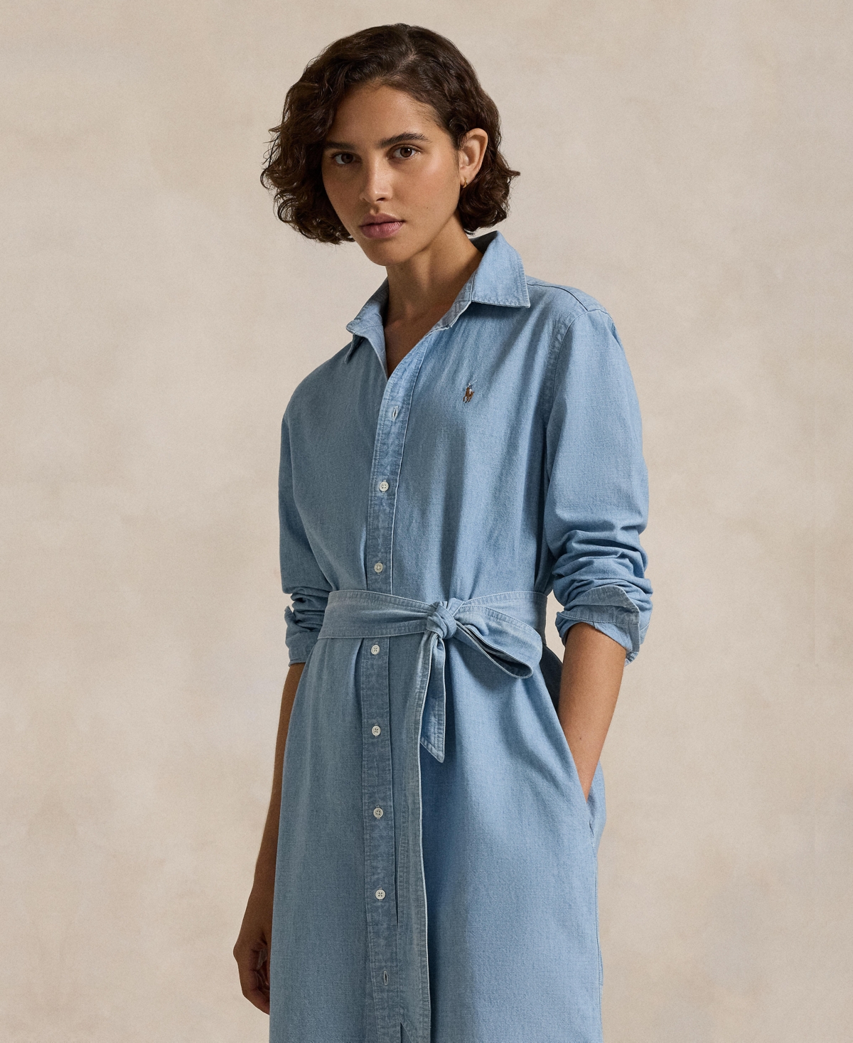 POLO RALPH LAUREN WOMEN'S BELTED COTTON OXFORD SHIRTDRESS 