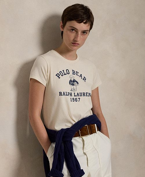 alfani Polo Ralph Lauren Women's Polo Bear Cotton Jersey Tee Women's Fashion Shoes & Accessories