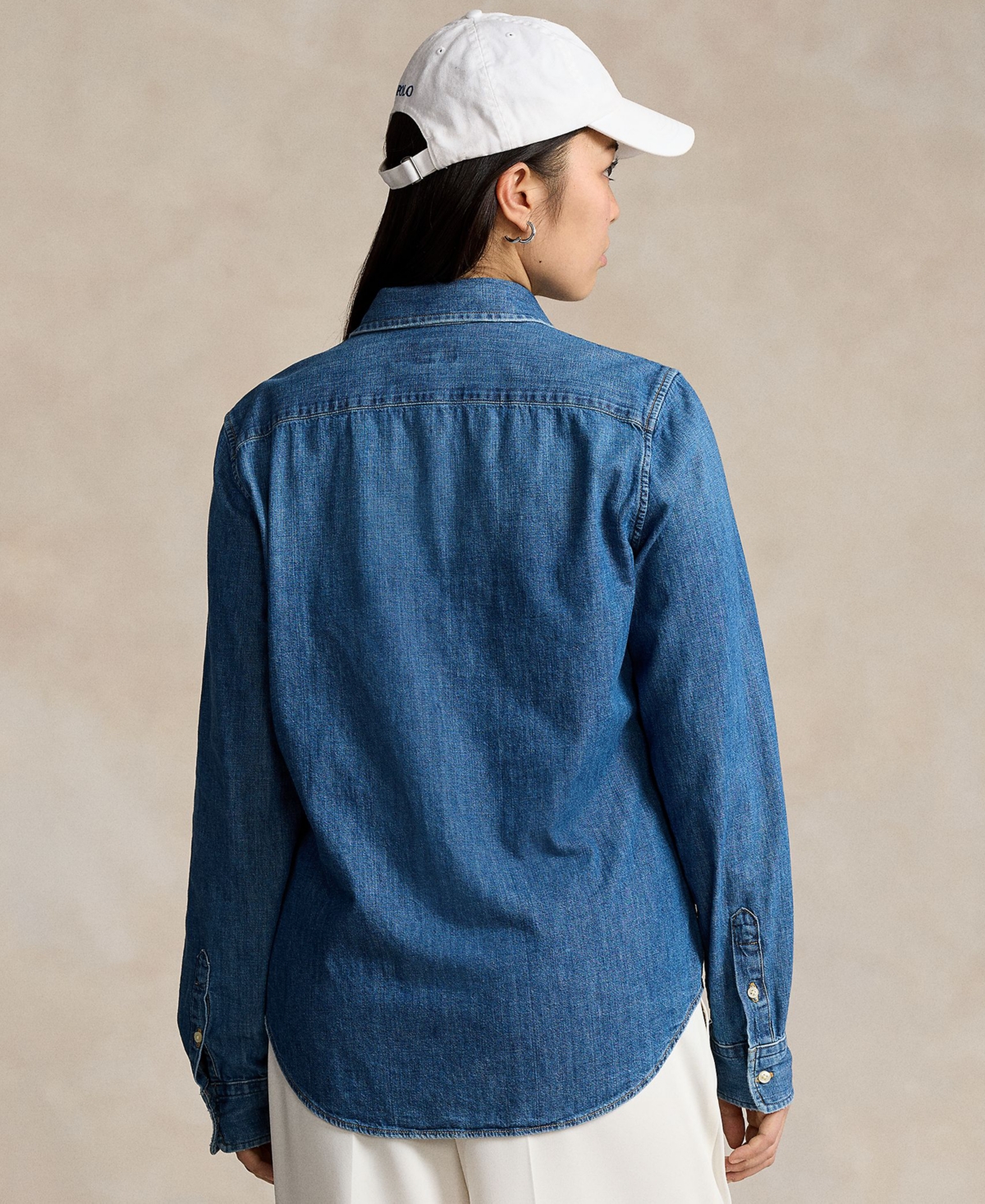 Shop Polo Ralph Lauren Women's Slim-fit Denim Shirt In Merced Wash