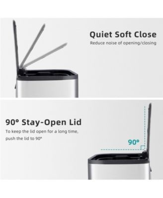 Stainless Steel Garbage Can with Lid, Step-On Pedal and Inner Bucket, Rectangular Trash Can for Kitchen