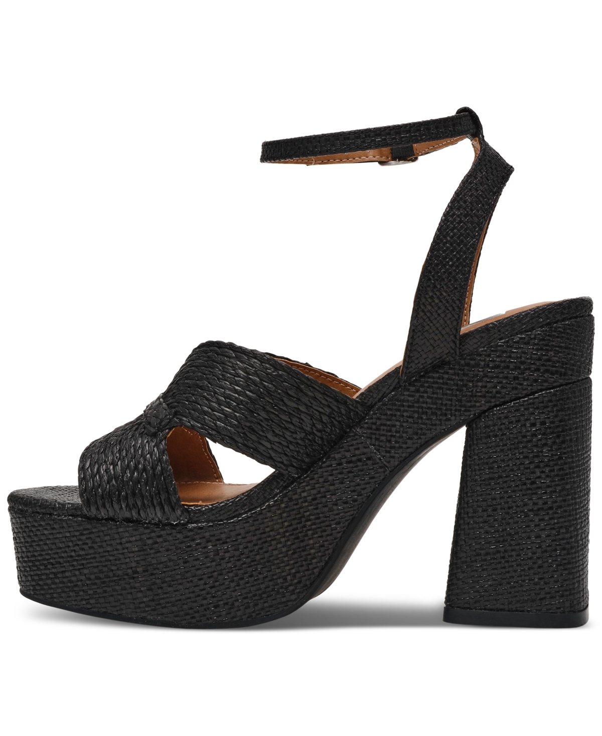 Dv Dolce Vita Women's Waylan Raffia Platform Crossband Dress Sandals In Black Raffia