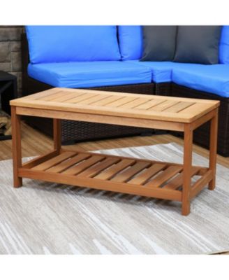 Outdoor Meranti Wood with Teak Oil Finish Wooden Rectangular Accent Coffee Table - 35" - Brown