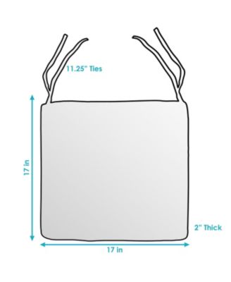 Square Indoor/Outdoor Seat Cushions with Ties - 17" Square x 2" Thick - Americano - 2-Pack