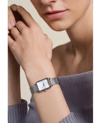 Octagon XS Women's Silver Tone Stainless Steel Mesh Bracelet Watch 24mm