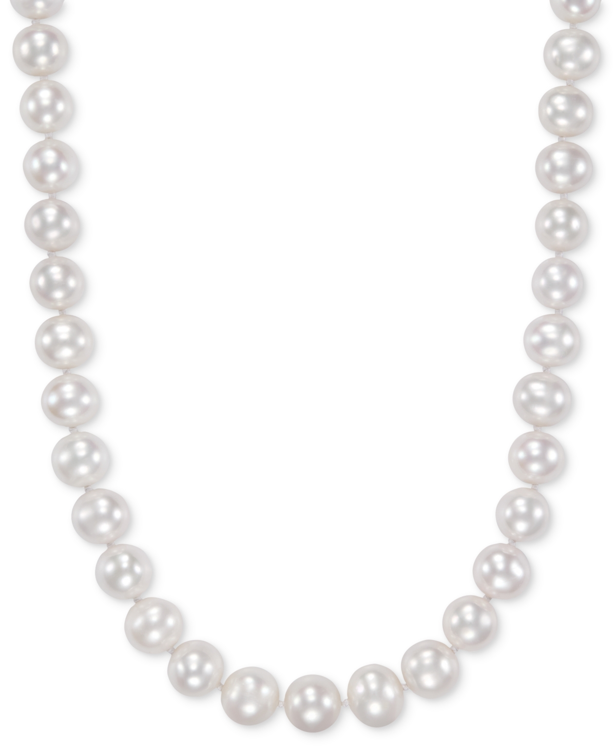 Shop Macy's Cultured Freshwater Pearl (9-1/2-10-1/2mm) 18" Strand Necklace In 14k Yellow Gold In White