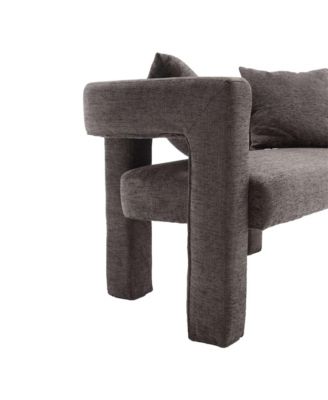 Modern Chenille Loveseat Bench, Upholstered 2-Seater Sofa with Pillows, Small Accent Couch for Bedroom or Living Room-The Pop Home