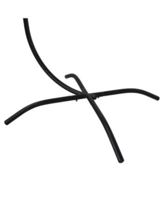 Dalia Resin Wicker Hanging Egg Chair with - Teal Polyester Cushions and Powder-Coated Steel Stand - 81 Inches H