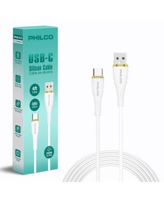 USB A To Type C Cable, Silicone, 4Ft Length, 20W Fast Charging, High-Speed Data Transfer, Compatible with USB-C Devices, Tangle Free.