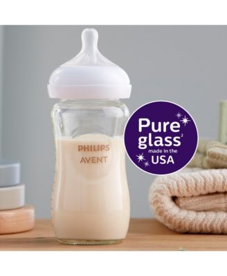 Glass Natural Baby Bottle With Natural Response Nipple, 8oz, 4pk