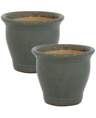 Studio Outdoor/Indoor High-Fired Glazed UV- and Frost-Resistant Ceramic Planters with Drainage Holes