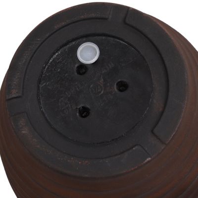 Indoor/Outdoor Round Ribbed Polyresin Planter Pot with Double Wall Design - Rust - 13"