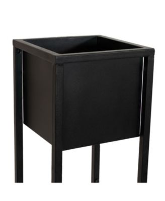 Modern Simplicity Cold-Rolled Steel Outdoor Elevated Planter - Set of 2 - 8.25" Square x 19.75" H and 27" H