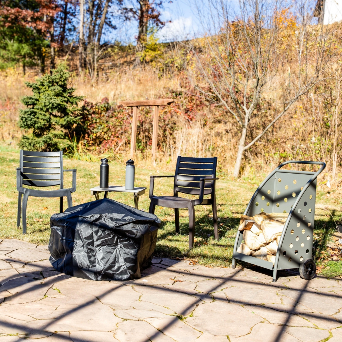 Powder-Coated Steel Log Cart - 34" H - Gray