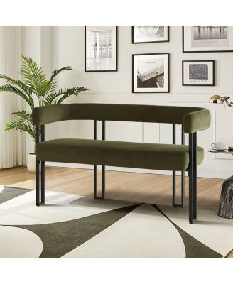 Velvet Upholstered 2-Seater Bench, Modern Loveseat Sofa for Living Room, Bedroom, or Entryway