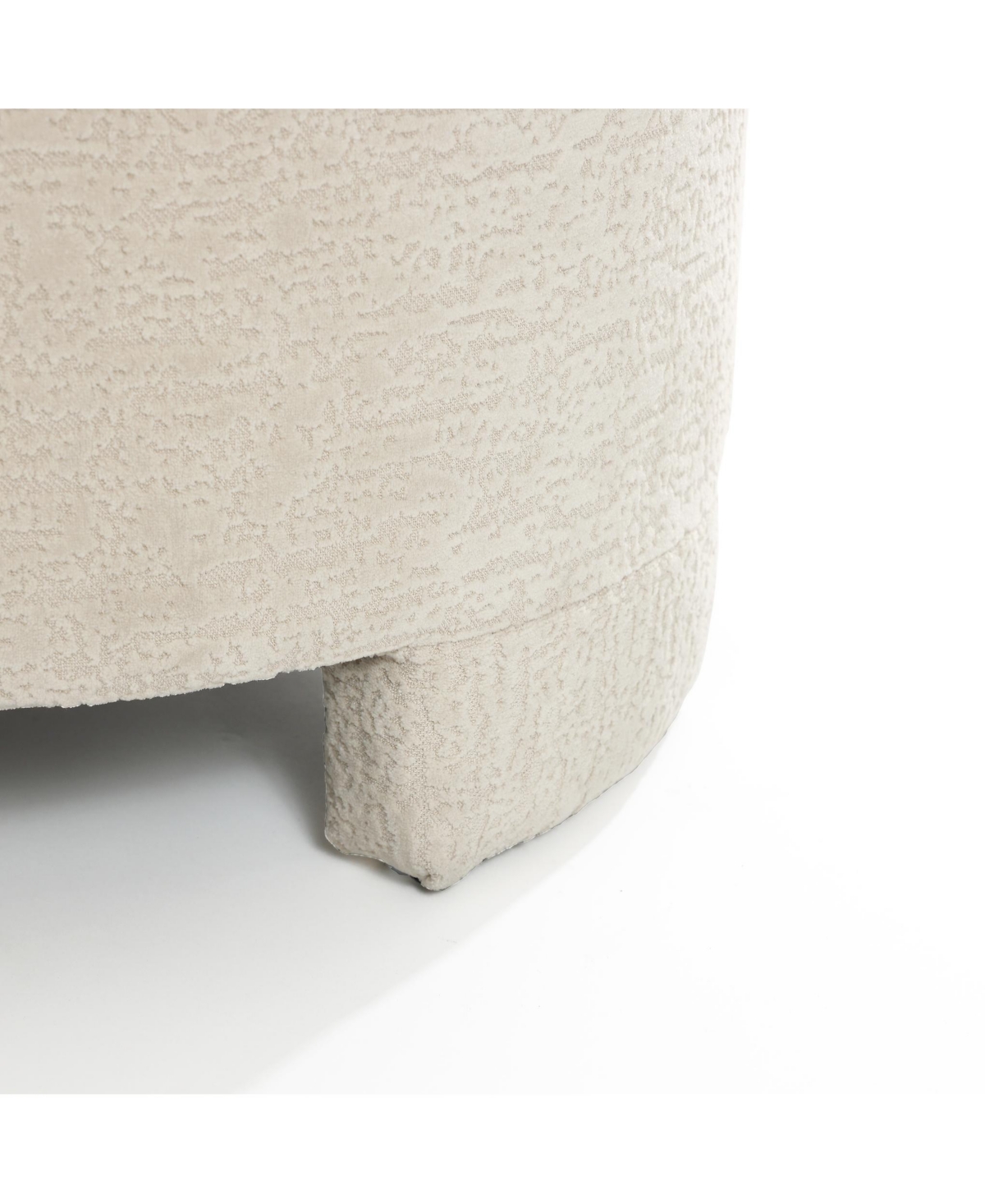 Luxenhome Upholstered Cream Modern Round Ottoman In Cream,brown