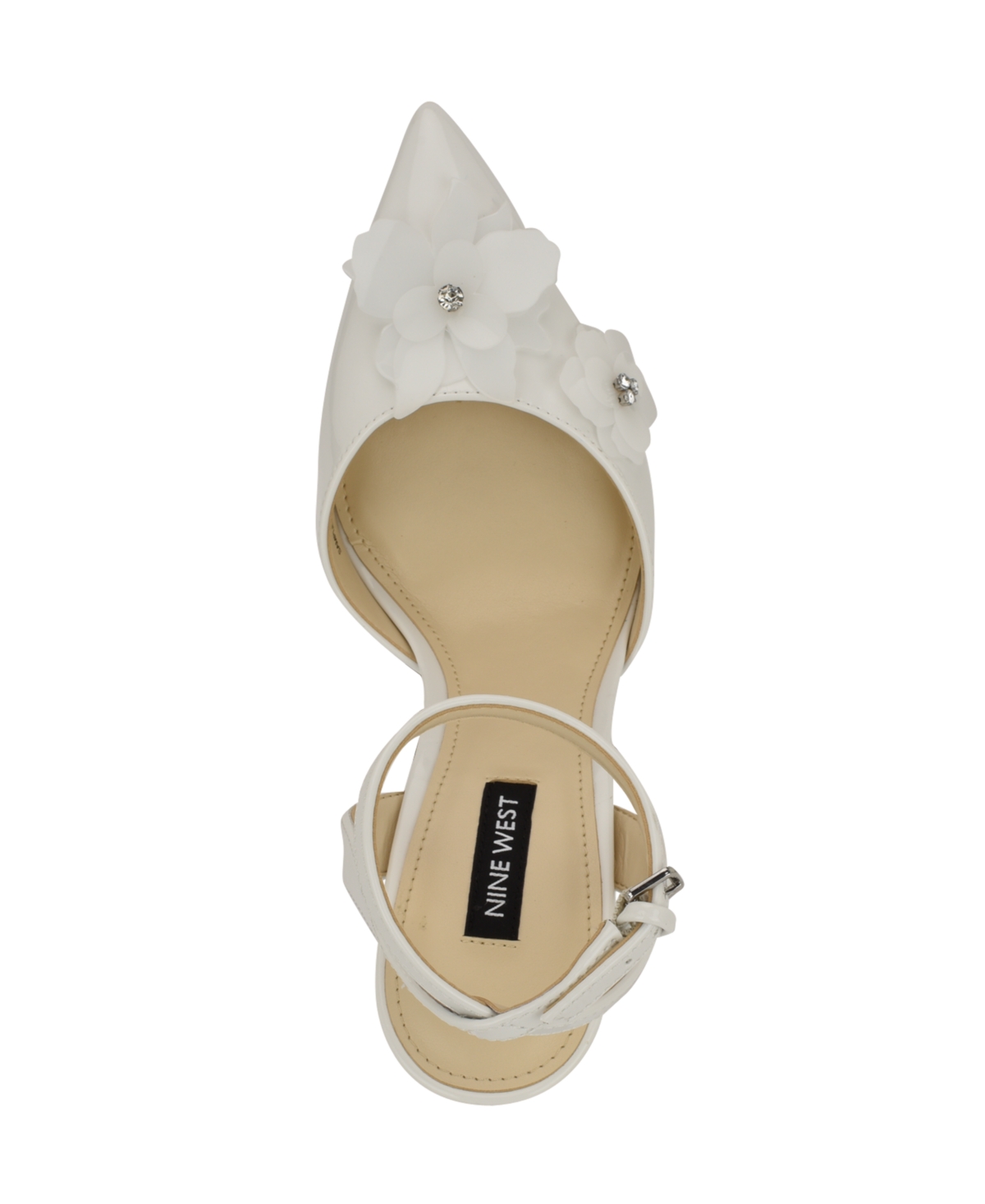 Nine West Women's Fabby Stiletto Heel Pointy Toe Dress Pumps In White Patent