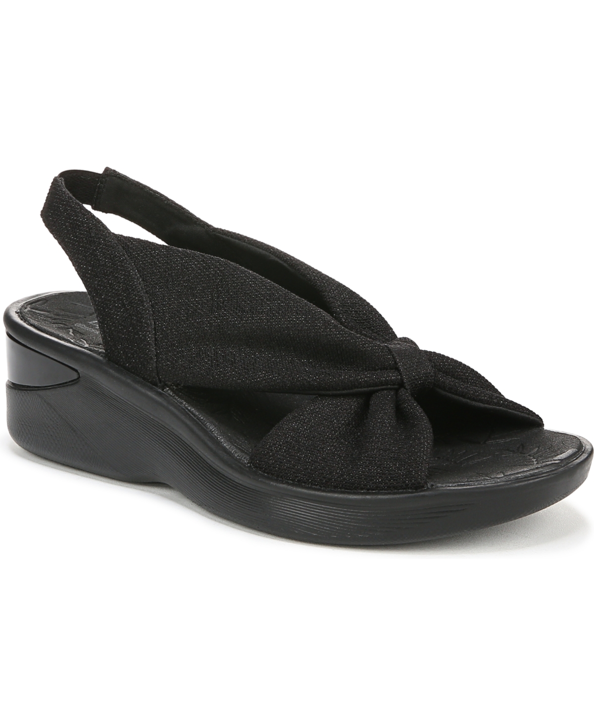 Bzees Serenade Slingback Wedge Sandal In Black Stretch Fabric