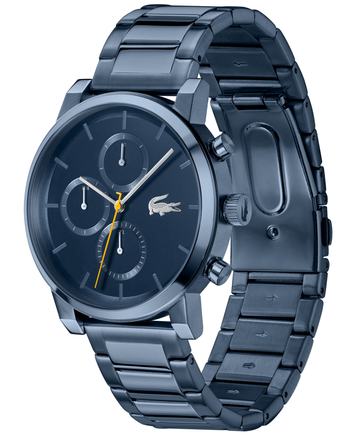 Shop Lacoste Men's Replay Ionic Plated Blue Stainless Steel Bracelet Watch, 44mm
