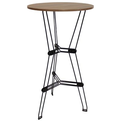 Indoor Modern Furniture Steel Wire Bar Table with Faux Woodgrain Tabletop - Brown