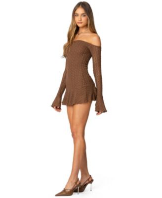 Womens Mya Off Shoulder Textured Mini Dress